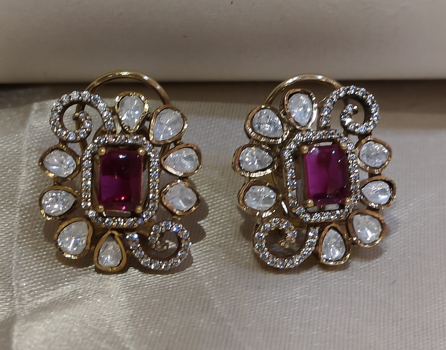 RUBY POLKI EARRING image 0