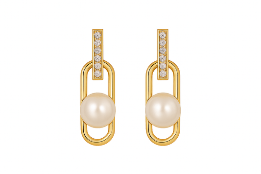 LP Jewels Elegant Rectangle Pearl Drop Earrings for Women
