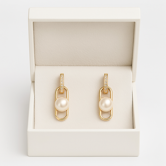 LP Jewels Elegant Rectangle Pearl Drop Earrings for Women
