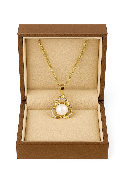 LP Jewels Triangle Pearl Pendant Necklace for Women