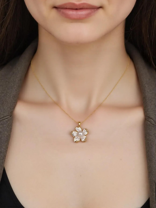 Floral Pearl Jewelry Combo Set with Gold and Silver Finish image 0